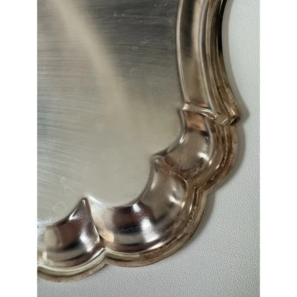Gorham Heritage Silverplate Serving Tray YH14 Scalloped Gallery 15.5” x 11.5”